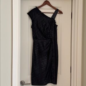 J Mendel black knee length evening dress